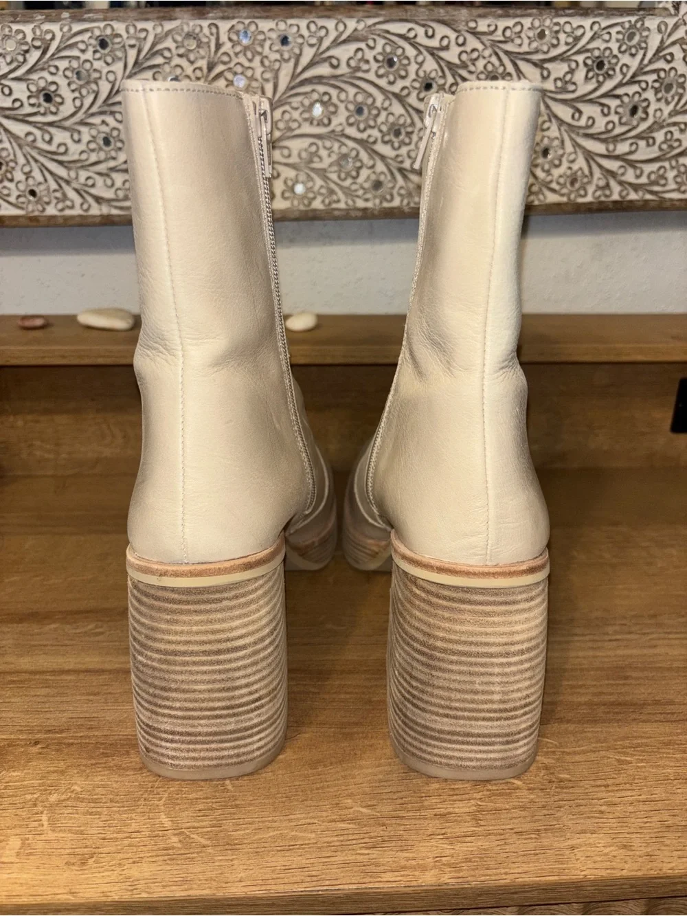 NEW Free People Cream Ruby Platform Ankle Boots